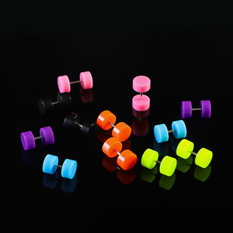 2Pcs Acrylic Dumbbell Round Piece Earrings Fresh and Lovely Earrings Barbell Piercing Jewelry