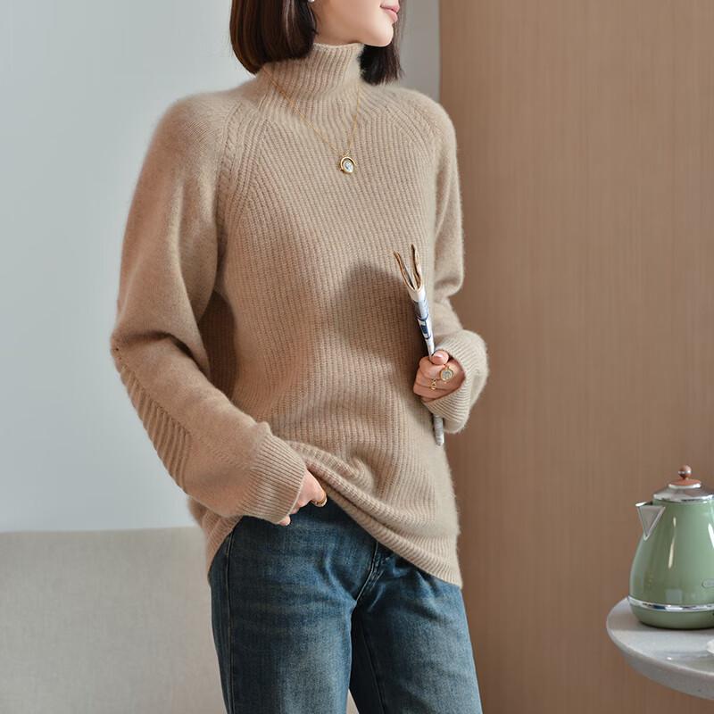 Fanzhen Women's 100% Wool Thick Turtleneck Sweater