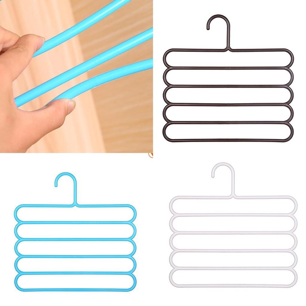 New Multi-functional Five-layer Pants Rack Clothes Hanger Candy-colored Plastic Hanger For Storage And Organization