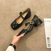 2024 Womens Mary Jane Shoes Fashionable Solid Color Simple College Style Low Heel Women's Shoes Casual Retro Small Leather Shoes