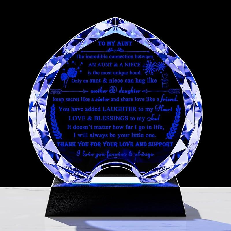 Aunt Gifts From Niece Unique - Crystal Engraved Best Aunt Ever Gifts Ideas For Auntie - Crystal Keepsake Birthday Present To My Auntie On Christmas
