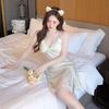 Women's spring summer ice silk suspender nightdress lace lace sexy pajamas two-piece set thin loose loungewear