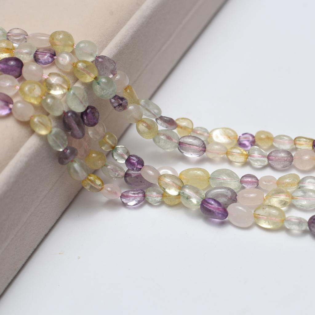 1String, Energy Natural Five Elements Crystal Beads, Boho Multi-coloured Oval Crystal Stone Beads for DIY Christmas Craft Gifts, Jewelry Making 38cm
