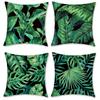 4Pcs Tropical Leaf Cushion Covers, Vibrant Green Monstera & Palm Print Pillow Cases For Sofa Bedroom Living Room 45X45Cm