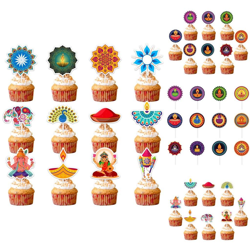 Diwali Festival Kuchenfähnchen Papier Partyzubehör Für Heimfeiern