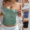 Spring And Summer Tight Short Outfit Sweet And Spicy Style Knitted Versatile And Sexy Solid Color Backless Knitted Strapless Top For Women