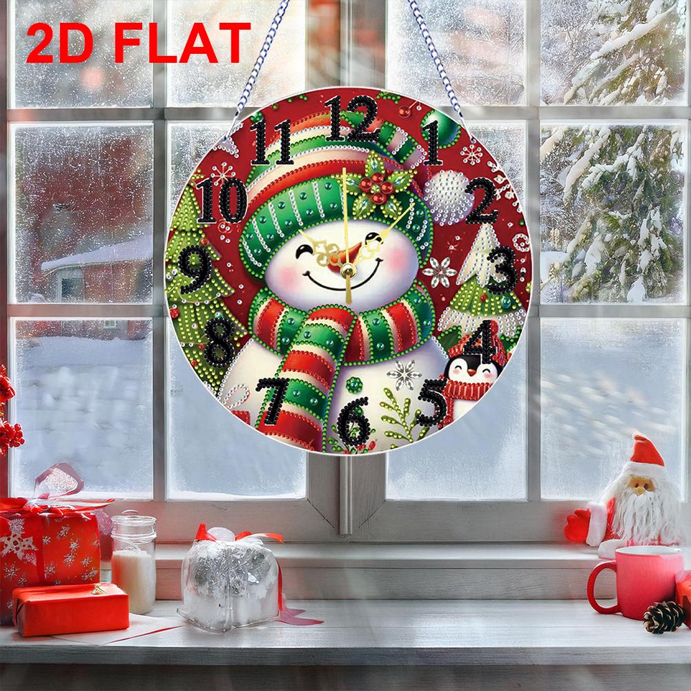 1Pc DIY Diamond Painting Clock Acrylic Special Shape Xmas 5D Diamond Painting Clock Xmas Diamond Art Window Pendants Hanging
