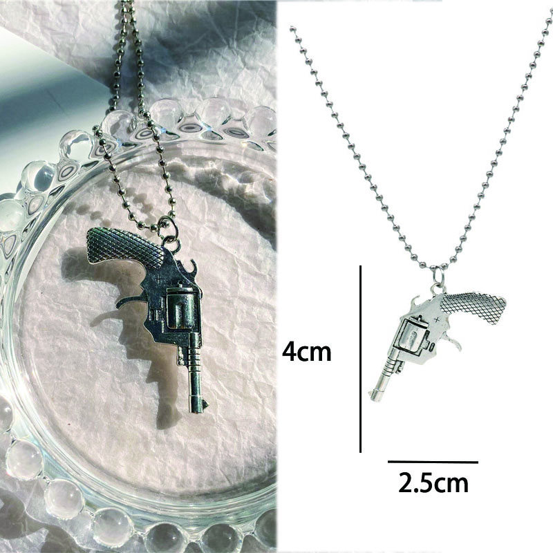 Vintage Design Gun Revolver Pendant Necklace Fashion Retro Geometric Charms Choker Jewelry Party Gift For Women Men