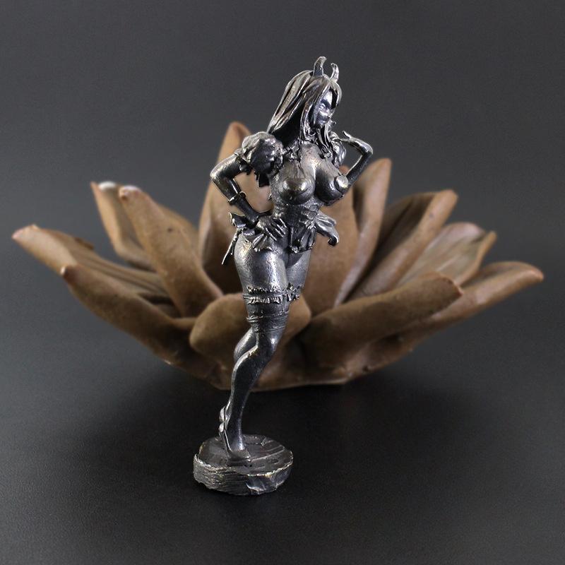 Brass Standing Cartoon Beauty Miniatures Figurines Sculpture Ornament Home Office Study Decoration Crafts