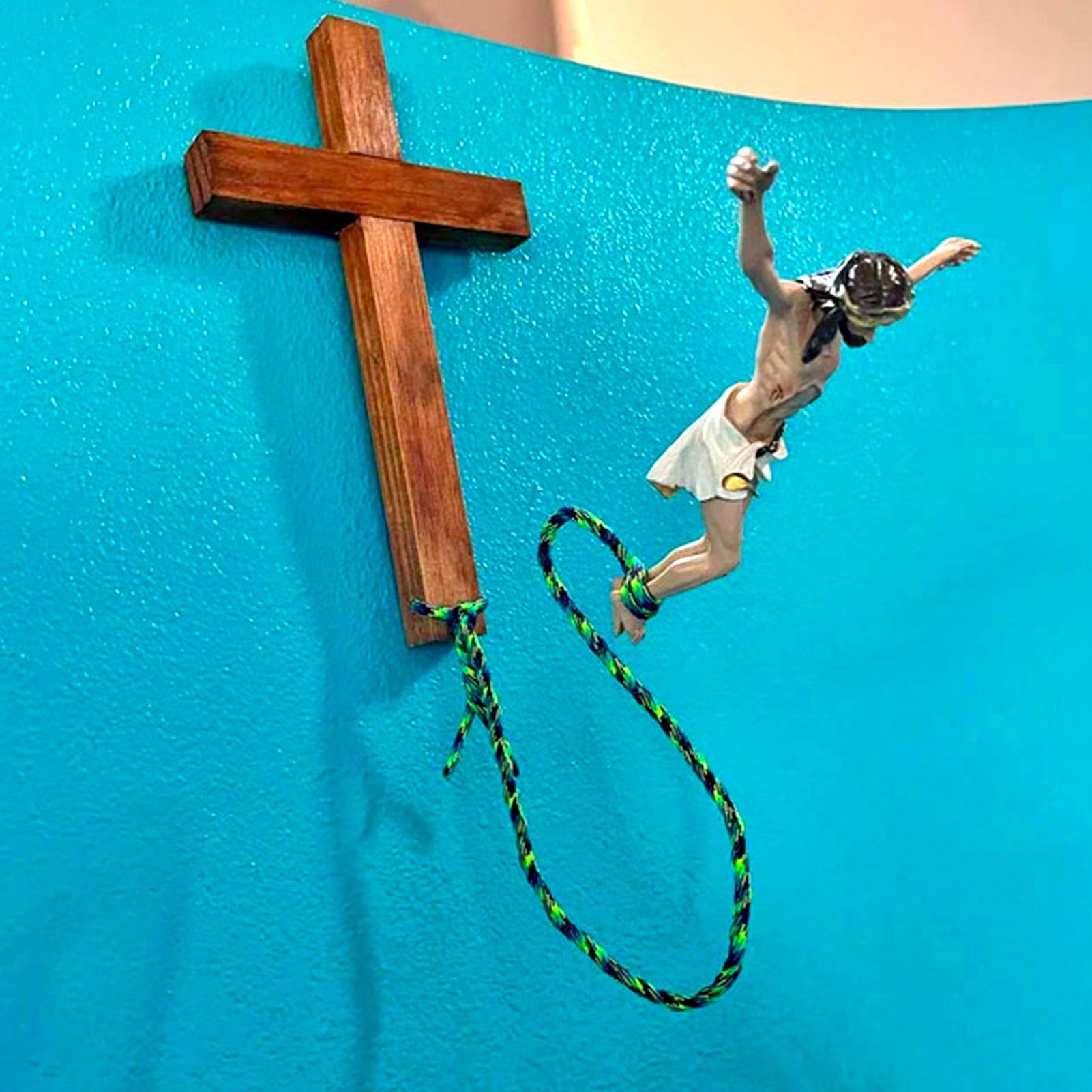 Bunge Jesus Crucifix Resin Easter Nativity Christ Jumping Jesus Christ Figure Christian Cross Decoration For Home Church CHINA