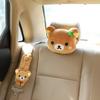 Rilakkuma Car Headrest Kawaii Rilakkuma Korilakkuma Car Pillow Seat Belt Cover Cushion Soft Plush Car Accessories for Anime Fans