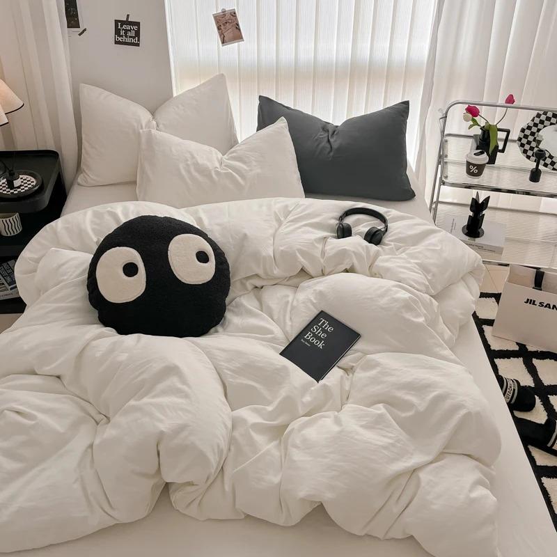 Pure Black Duvet Cover Microfiber Solid Color Bedding Set,3pcs Comforter Cover Home Bedroom Decor Quilt Cover with 2 Pillowcase