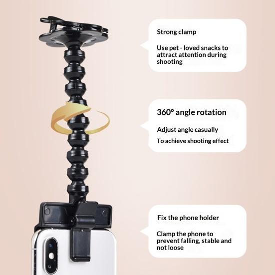 Phone Clip for Pet Photos, Dog Photo Shoot Tool, Bendable Pole with Pet Treat Clip, Get Your Pet to Look at the Camera Instantly for Cats Dogs
