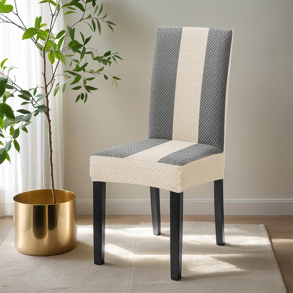 High-elastic Dining Chair Cover Anti-slip Contrast Color Integrated Seat Cover Soft Dust-proof Stool Slipcover 3170₽