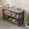 Modern Carbon Steel Kitchen Storage Rack with Rock Slab Shelves