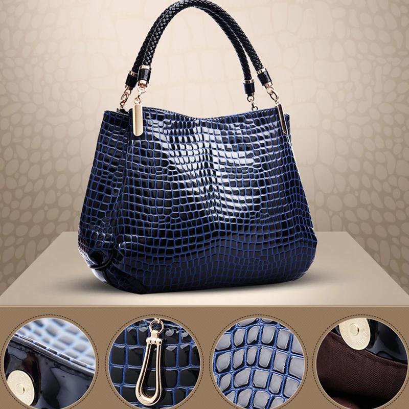 Bolsa Feminina Tote Grande Capacidade Deslocamento Diário Bolsa de Ombro Feminina Estampa Crocodilo Bolsa de Mão Face Brilhante