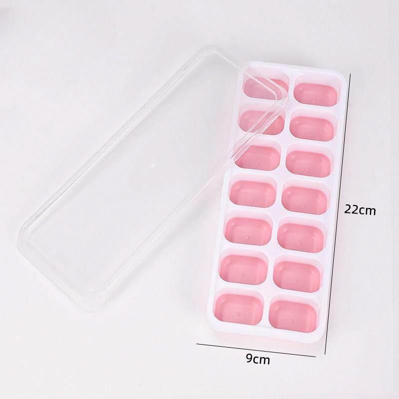 14-piece Ice Cube Tray with Lid - Ice Cube Mold for Home Use - Soft-bottom Ice Tray - Making Ice - Homemade Ice Cubes - Freezing