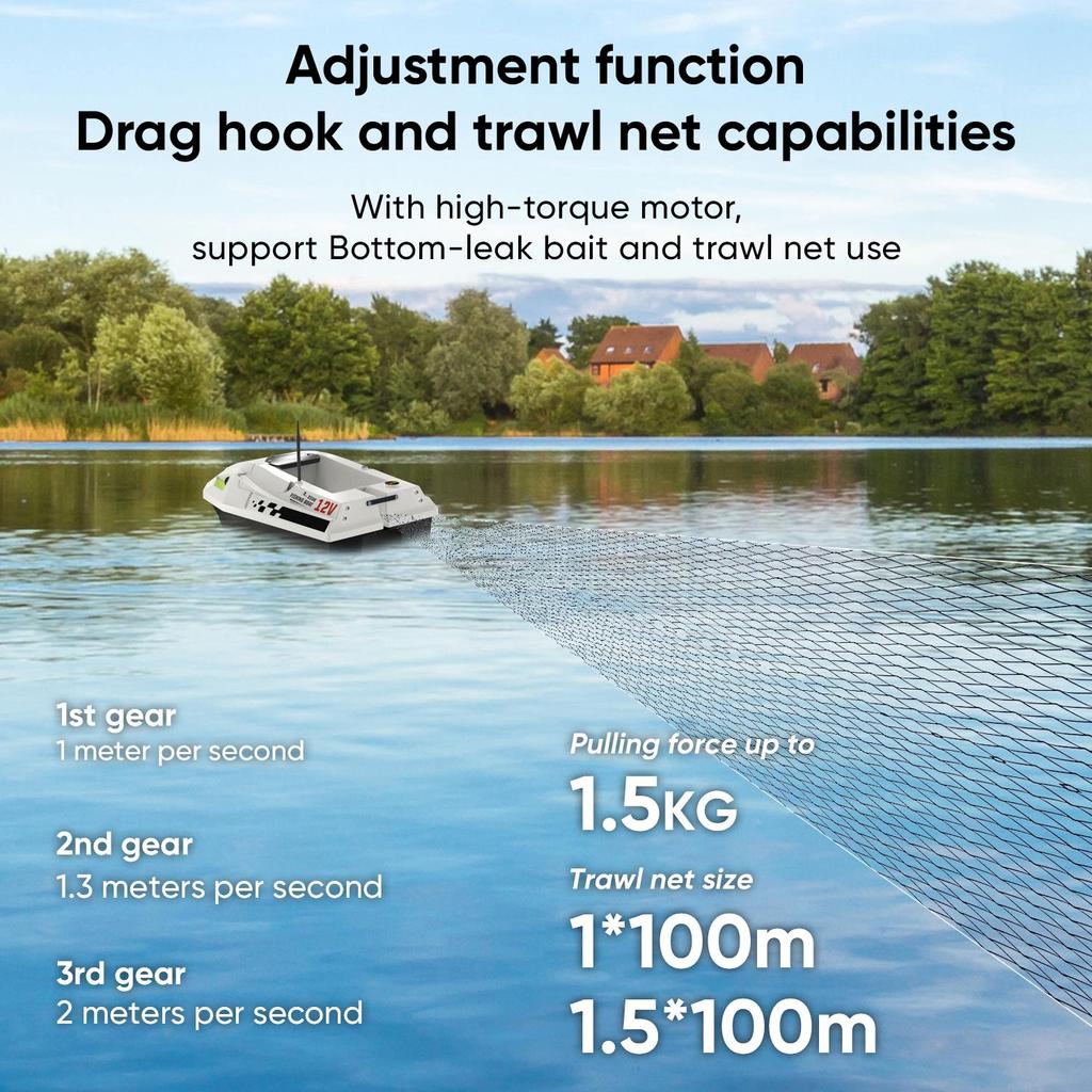 LOKEEVAN D50B Barco Cebador GPS Control Remoto 500m Barco de Pesca Alimentación 12V Sistema de Posicionamiento Dual Satelital GPS+Beidou