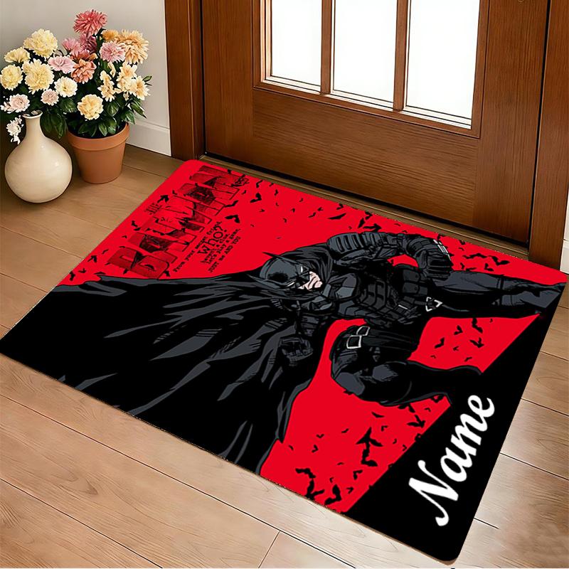 Custom Name Dark Knight Living Room Non-Slip Area Rug Soft Carpet for Bedroom Kids Playroom Sofa Office Home Decor Doormat