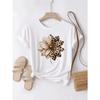 European Size European Size Lazy - Style Brown Short - Sleeve T - Shirt | Leopard - Print Flower Patchwork A Must - Have For Relaxed Outfits