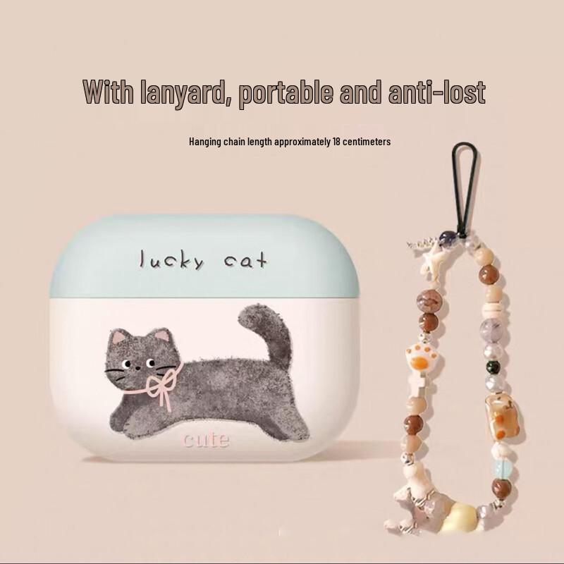 

Fumede Graffiti Cat AirPods Protective Case with Bear Paw Lanyard