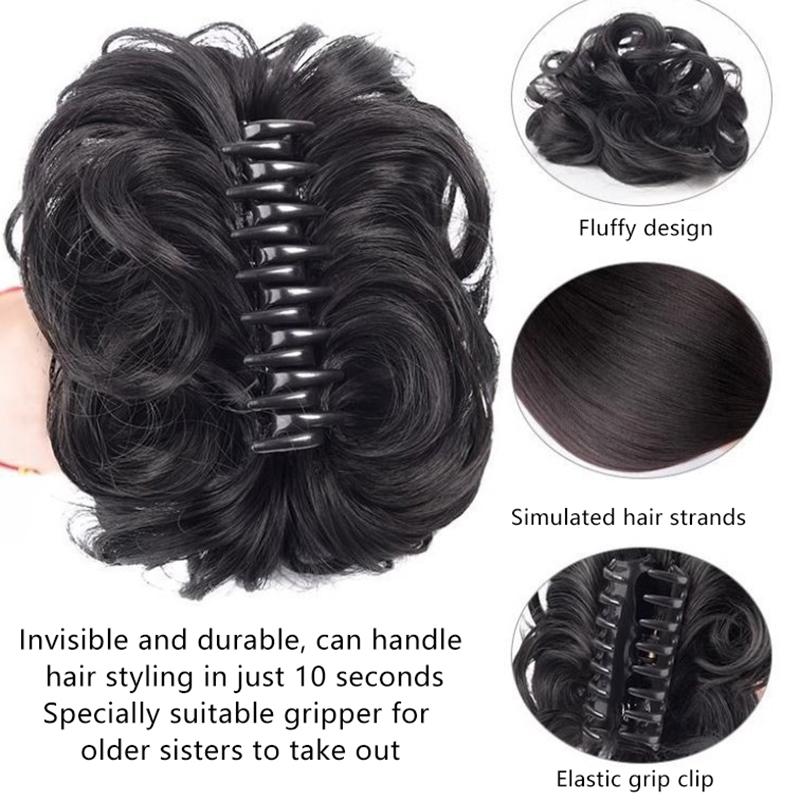 Women Synthetic Hair Bun Bud Wig Bag Claw Clip To Increase Hair Pony Tail Hair Piece Daily Party Lifelike Styling Tools