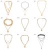 Double Alloy Chain Double Necklace, Simple Concentric Lock Key Element Pendant Necklace Female