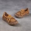 Johnature Retro Hollow-out Breathable Genuine Leather Shoes With Soft Soled Women's Slip-on Shoes