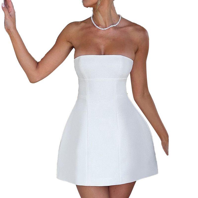 Short Skirt Fashion Wind Sexy Tube Top A- Line Dress Cross-Border Spring and Summer New Arrival Minimalist Slim Fit Skirt Female