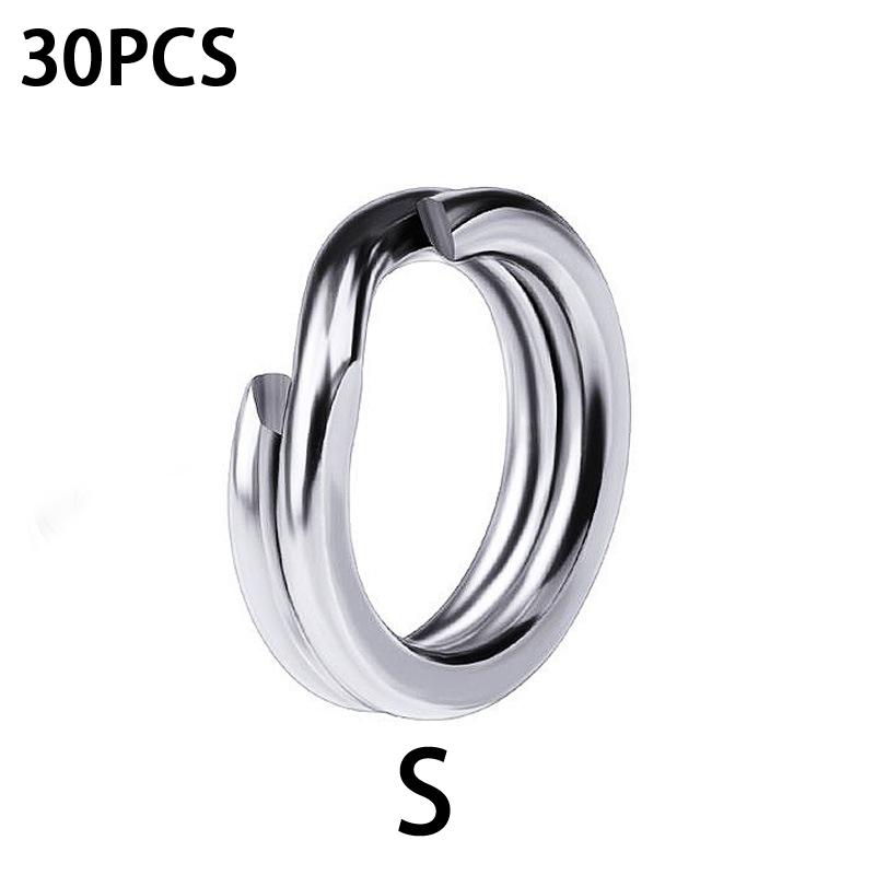 30Pcs Stainless Steel Fishing Swivel Flat Ring High Strength Double Triple Ring Lure Bait Connector Fishing Tackle