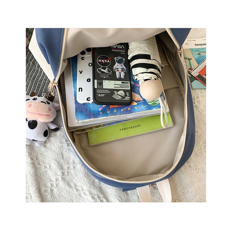 Fashion Contrast Color Women's Backpack Waterproof School Bags For Girls Large Capacity Students Bag Anti-theft School Backpack