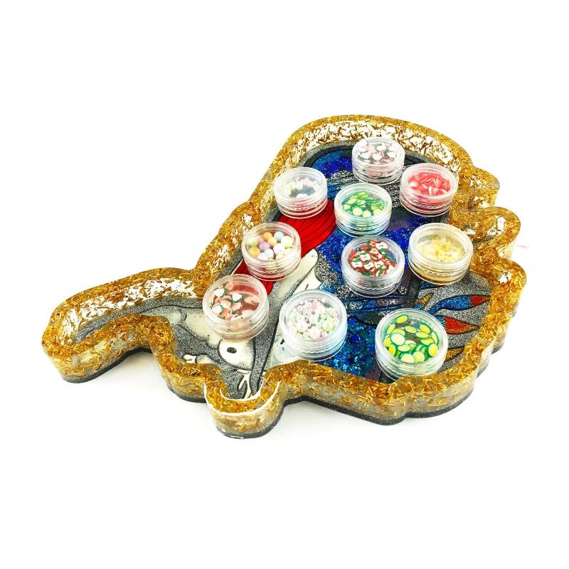 Beauty Storage Tray Coaster Molds Silicone Ornament Mold Epoxy Resin Casting Molds for Making Faux Agate Slice Cup Mat