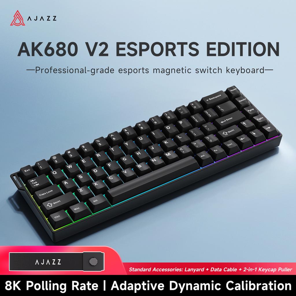 Ajazz AK680 V2 Gaming Mechanical Keyboard Magnetic Axis 68-Key RGB Backlit 8K Polling Rate 128K Scan Rate Aluminum Plate