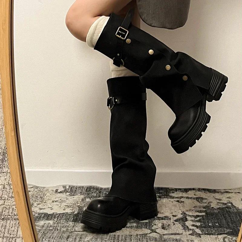 Fashion Winter Short Plush Women Knee High Boots Fashion Slip On Knight Long Booties Ladies Casaul Platform Heels Botas Mujer