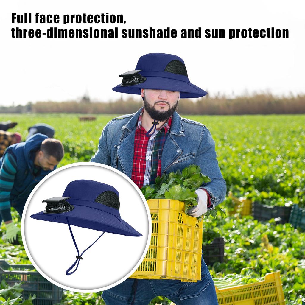 Outdoor Mountaineering Fishing Sun Hat With Large Solar Fan