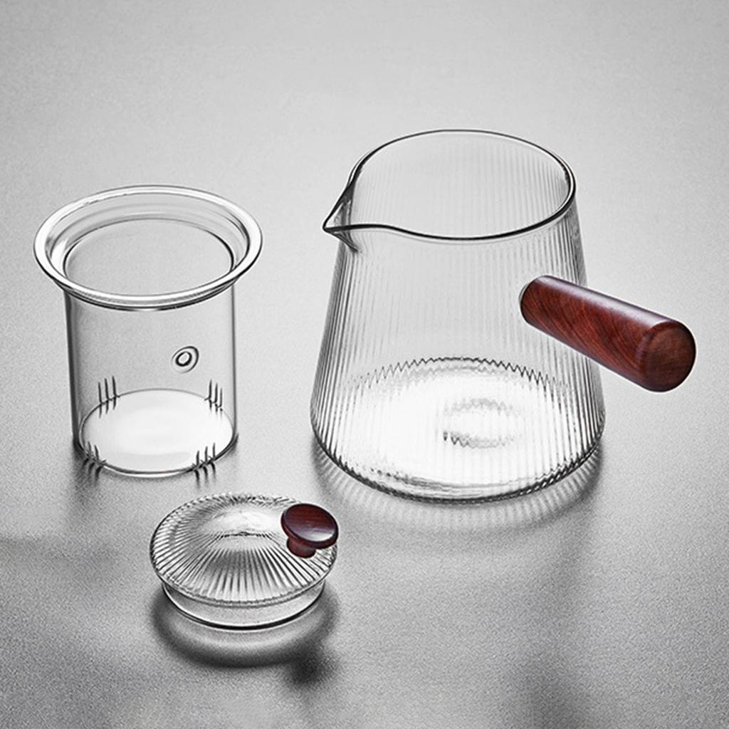 Side Handle Teapot Glass Single Pot Heat-Resistant Wood Handle Filter Household Electric Ceramic Stove Tea Pot Kung Fu Tea Set