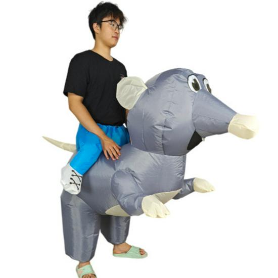 Inflatable Mouse Easter Costume with Painted Egg Props and Sunglasses