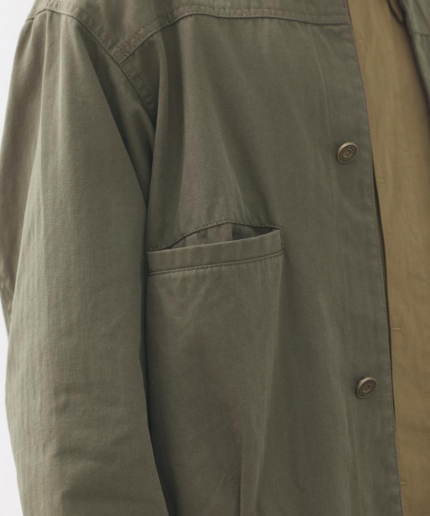 Eastserviceshop Welt Pocket Washed Cotton Trucker Jacket - Olive Khaki