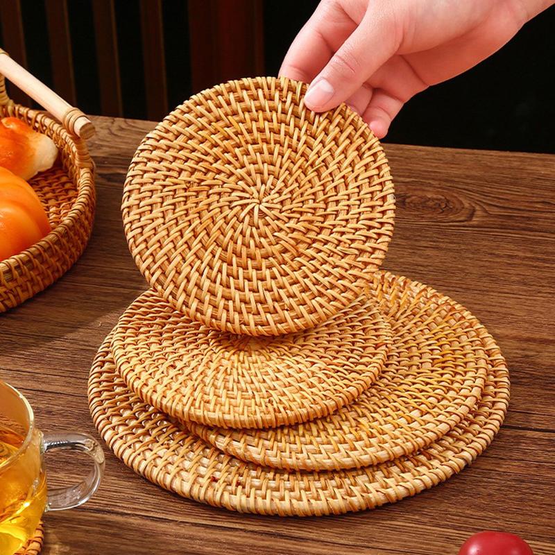 Rattan Heat-Insulating Mat Table Mat Anti-Scalding Pot And Plate Mat High-Temperature Resistant Teacup Mat