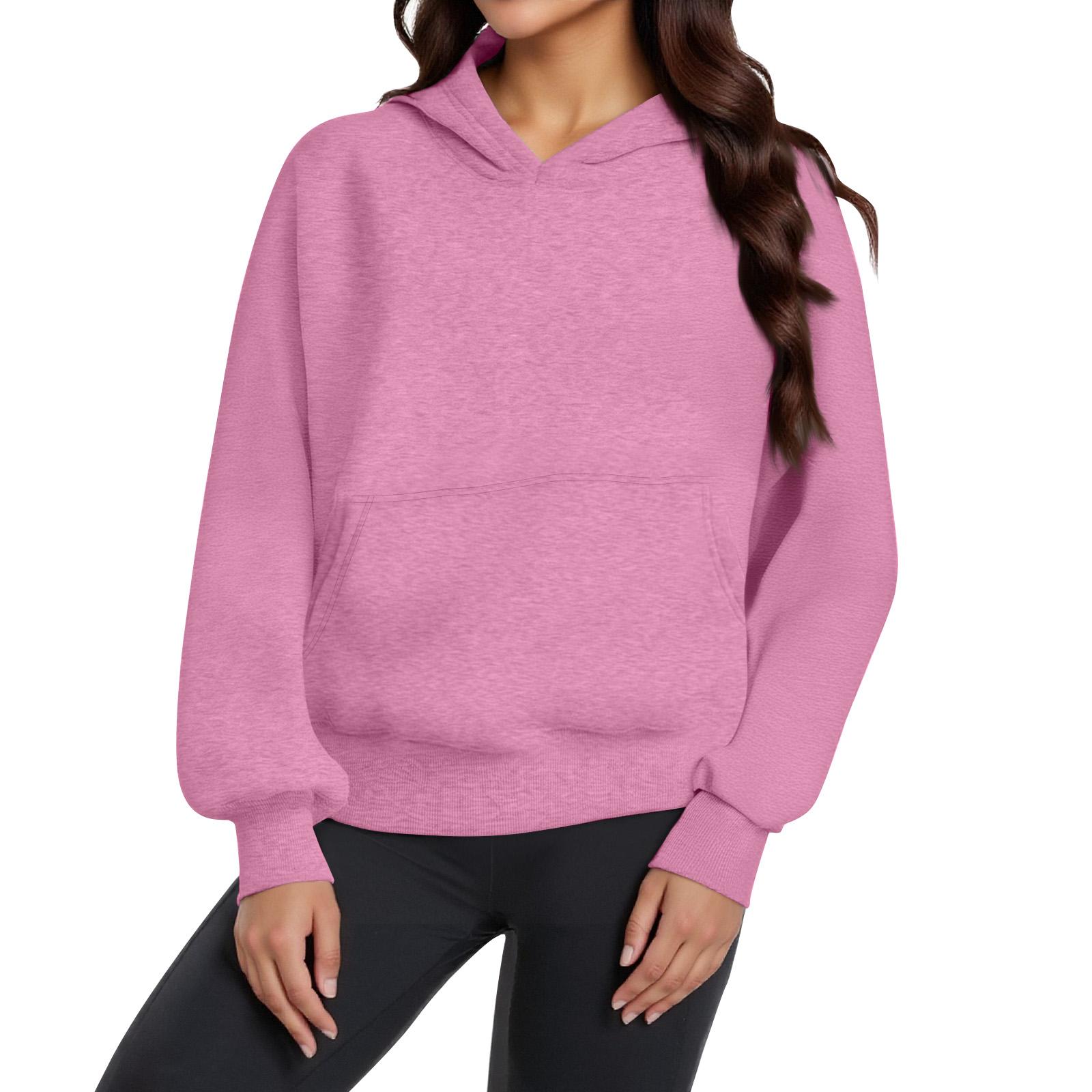 

Женские худи модные оверсайз с капюшоном флисовые толстовки повседневные пуловеры с длинным рукавом зимняя одежда XXXL розовый