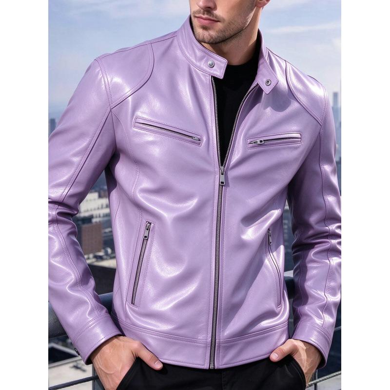 New men's stand-up collar locomotive leather jacket autumn slim-fit short PU leather jacket fashion casual jacket
