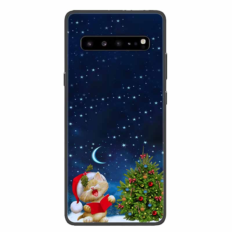 Christmas Phone Cases For Samsung Galaxy S10 /Galaxy S10e /Galaxy S10 Plus Case Black Silicone Soft Santa Claus TPU Bumper Funda