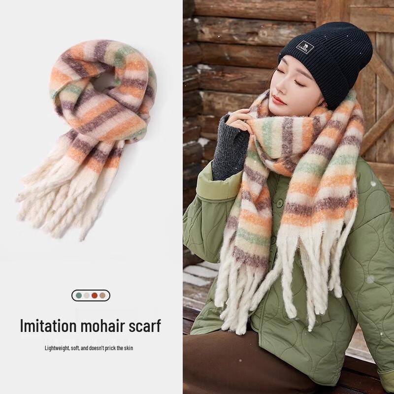 

Camel Korean Style Plaid Warm Shawl Scarf