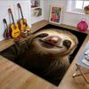 Cute Smiling Sloth Face Illustration Patterned Carpet, Non Slip Mat Suitable for Living Room and Bedroom Sofas