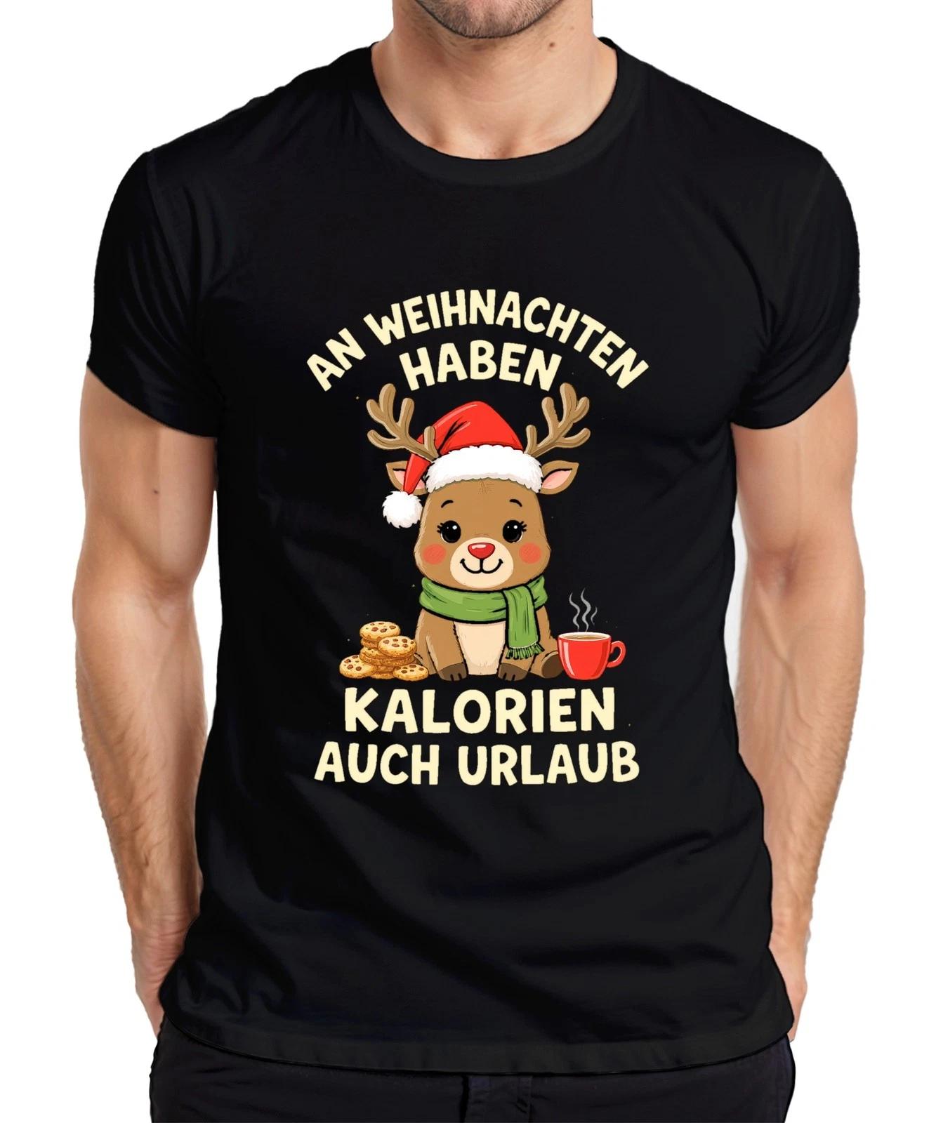 An Weihnachten Kalorien Urlaub Rentier Kekse Kaffee niedlich Herren T-Shirt XL