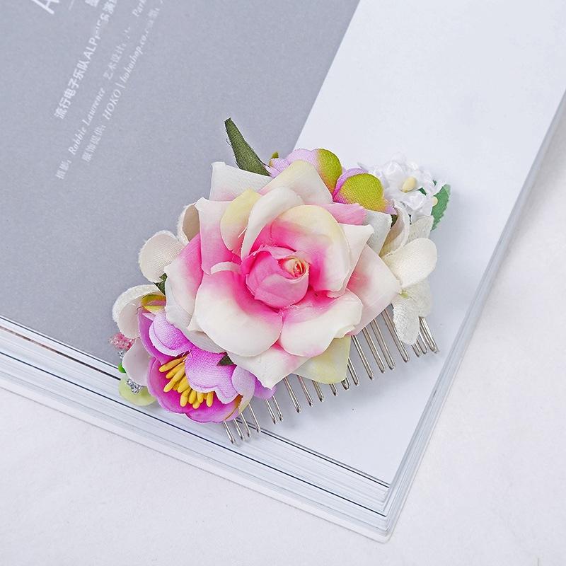 Bohemia Brides Wedding Flower Hair Comb Hairpin Bridesmaid Headdress Hair Combs Hair Accessories For Women Girls Floral Hairpins