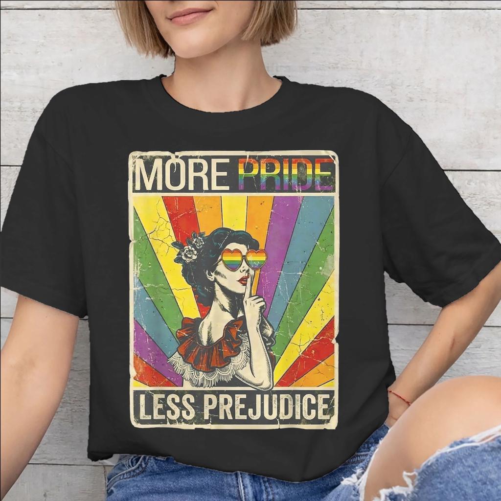 More Pride Less Prejudice Printed T Shirt for Unisex Unisex Cotton Tee Shirt Clothing