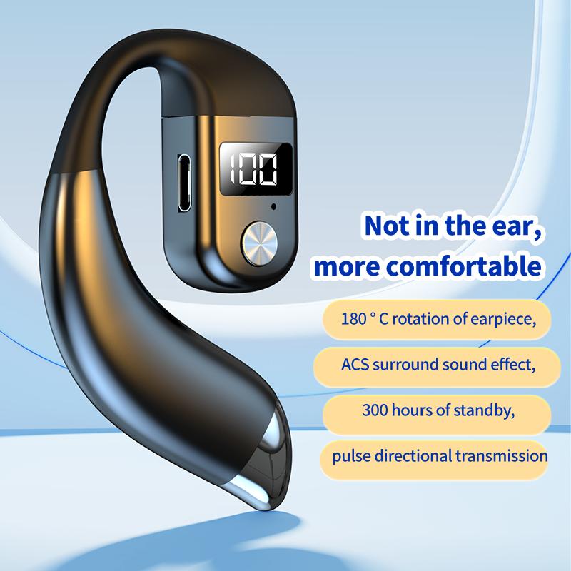 Wireless Bluetooth 5.4 Earphone Ear Hook Headphone LED Display HiFi Stereo Noise Reduction Sport Waterproof Headset
