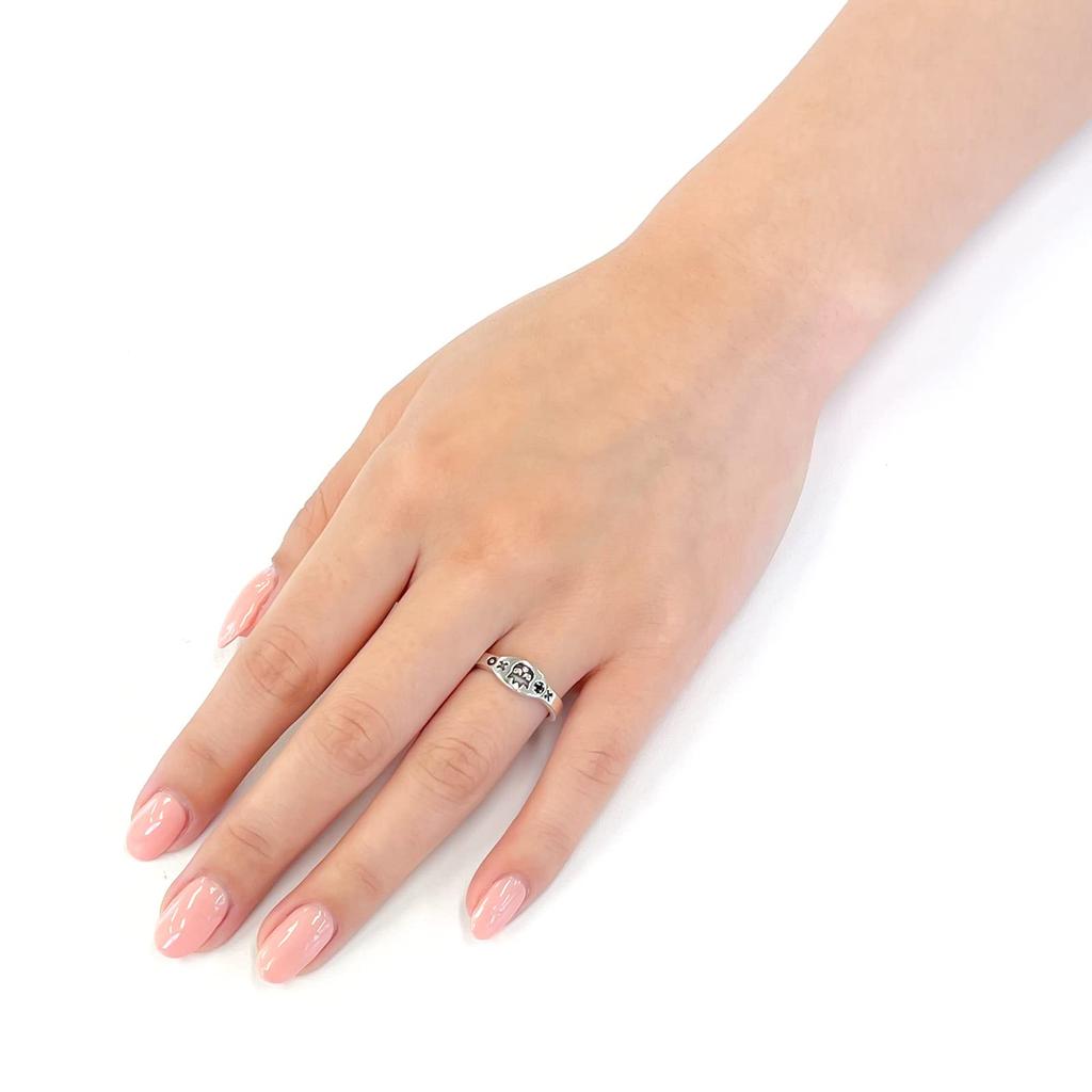 White Clover Badtz-Maru Sanrio Characters Ring, Silver 925 with Cubic Zirconia, Smoked, Size 13, SABB30-R001SV