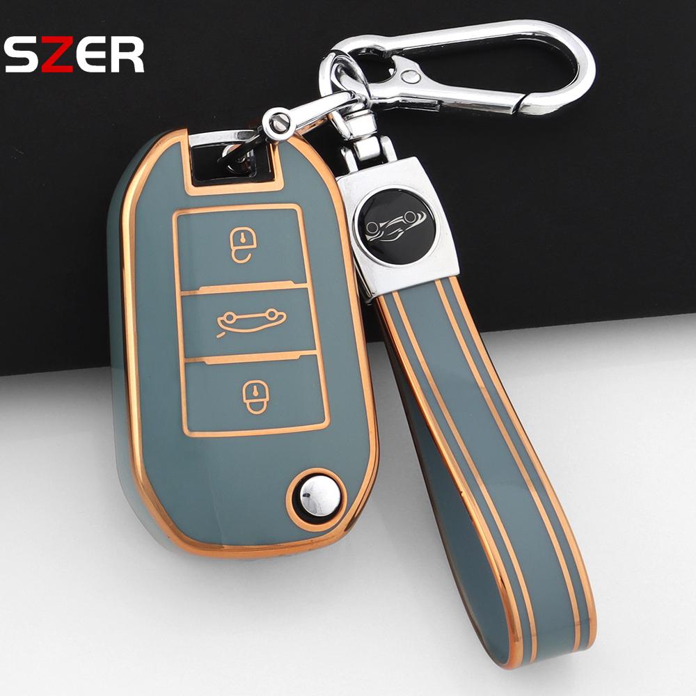 New Tpu Car Key Case Cover For Peugeot 208 308 408 508 2008 3008 4008 5008 For Citroen C3 C4 Cactus C6 C8 Protected Shell Fob